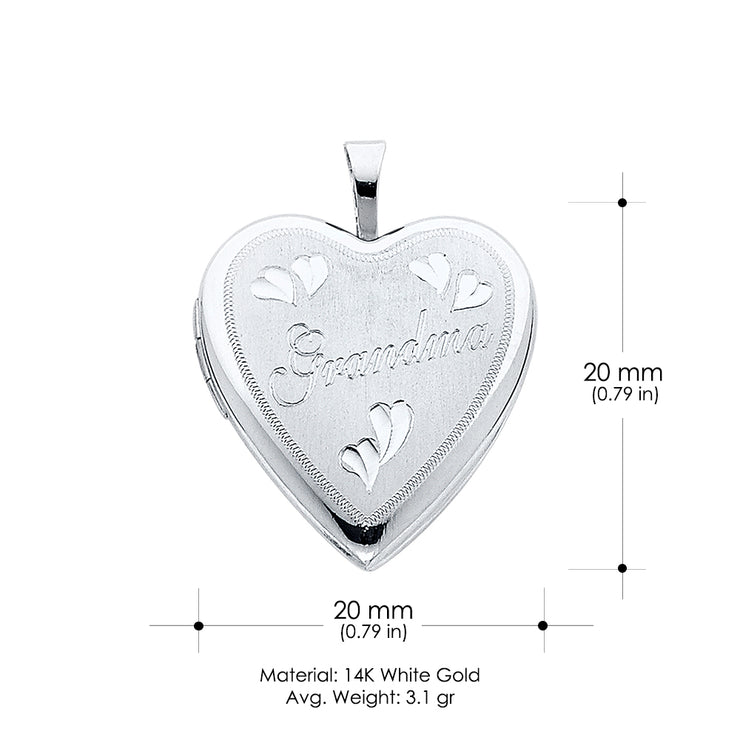14K Gold Heart Locket Charm Pendant