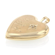 14K Gold Heart Locket Charm Pendant
