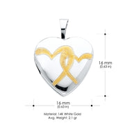 14K Gold Heart Locket Charm Pendant