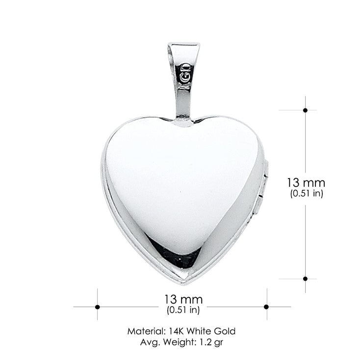 14K Gold Heart Locket Charm Pendant