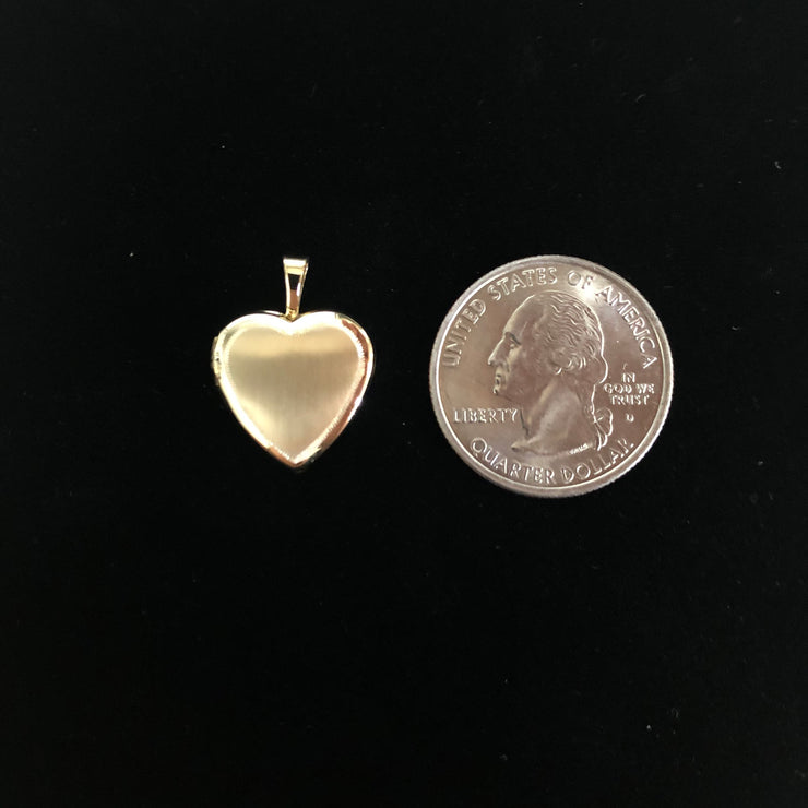 14K Gold Heart Locket Charm Pendant