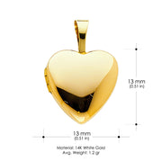 14K Gold Heart Locket Charm Pendant