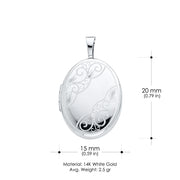 14K Gold Oval Locket Charm Pendant