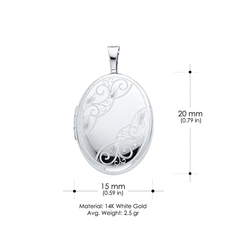 14K Gold Oval Locket Charm Pendant