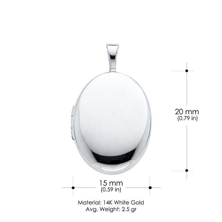 14K Gold Oval Locket Charm Pendant