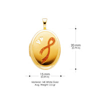 14K Gold Oval Locket Charm Pendant