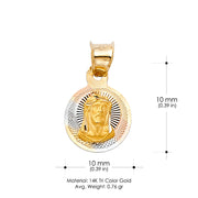 14K Gold Religious Jesus Stamp Charm Pendant