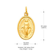 14K Gold Religious Virgin Mary Miraculous Medal