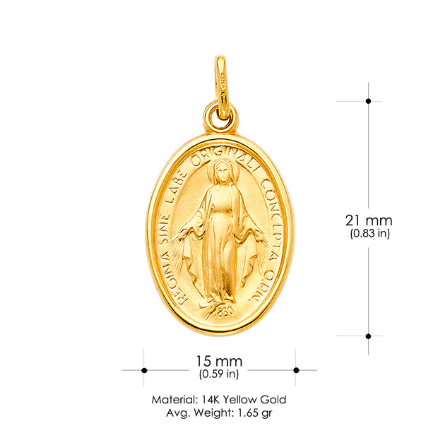 14K Gold Religious Virgin Mary Miraculous Medal