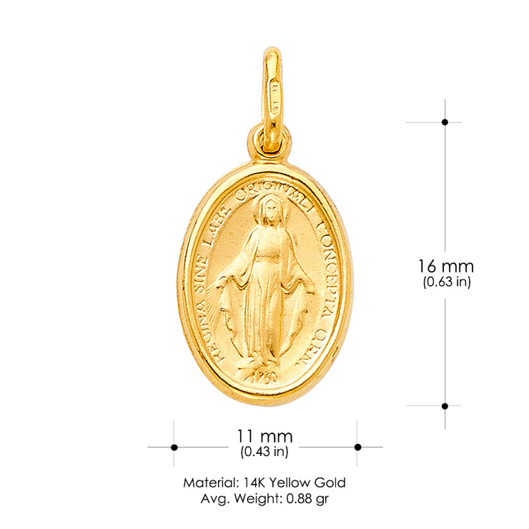 14K Gold Religious Virgin Mary Miraculous Medal