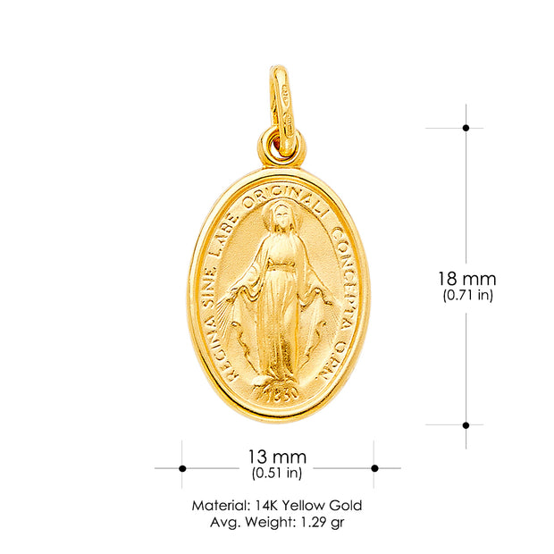 14K Gold Religious Virgin Mary Miraculous Medal