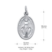 14K Gold Religious Virgin Mary Miraculous Medal