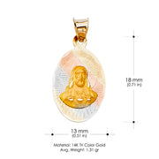 14K Gold Religious Jesus with Heart Stamp Charm Pendant