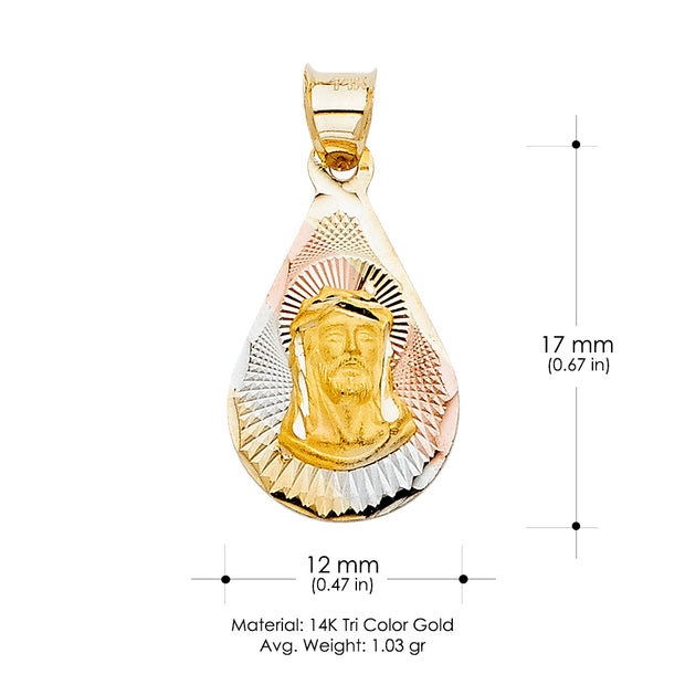 14K Gold Religious Jesus Stamp Charm Pendant