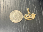 14K Gold Quinceanera Crown CZ Charm Pendant