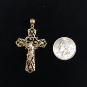 14K Gold Crucifix Cross Religious Pendant