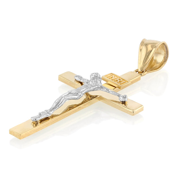 14K Gold Crucifix Cross Religious Pendant