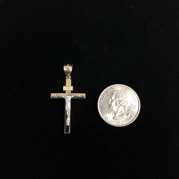 14K Gold Crucifix Cross Religious Pendant