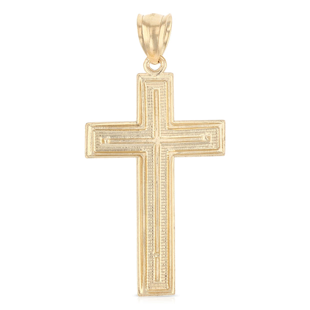 14K Gold Cross Religious Charm Pendant