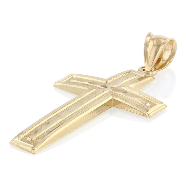 14K Gold Cross Religious Charm Pendant