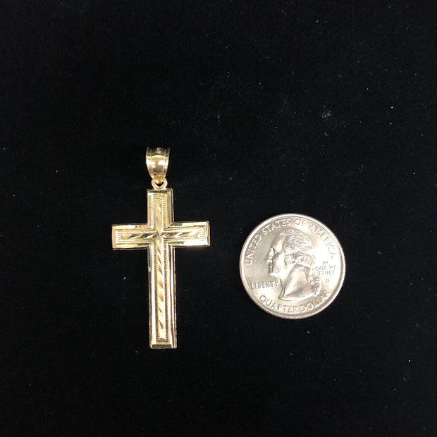 14K Gold Cross Religious Charm Pendant