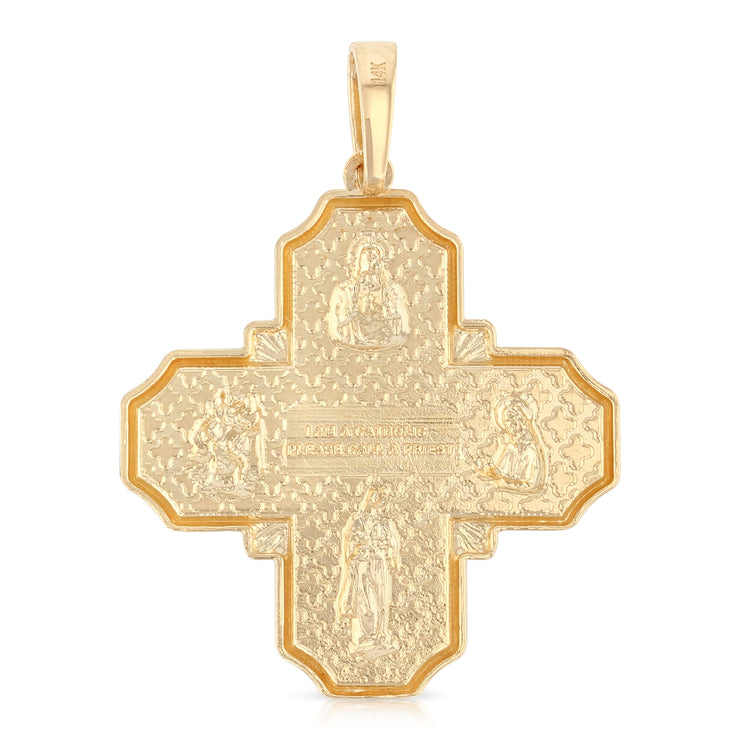 14K Gold Four-Way Jesus Cross Religious Pendant