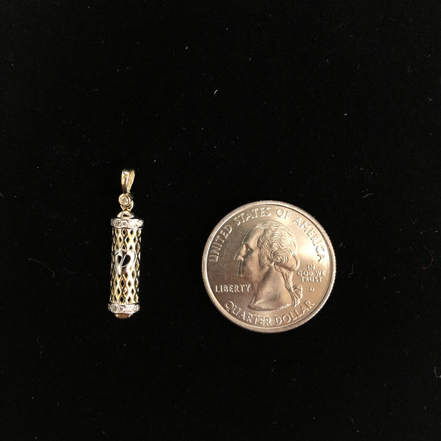 14K Gold Jewish Sign Mezuzah Charm Pendant