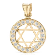 14K Gold CZ Star of David Charm Pendant