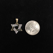 14K Gold Star of David Charm Pendant
