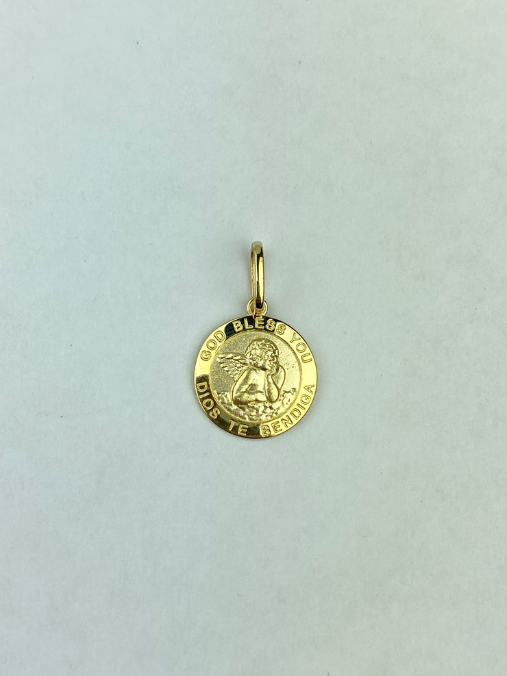 14K Gold Religious Angel Charm Pendant