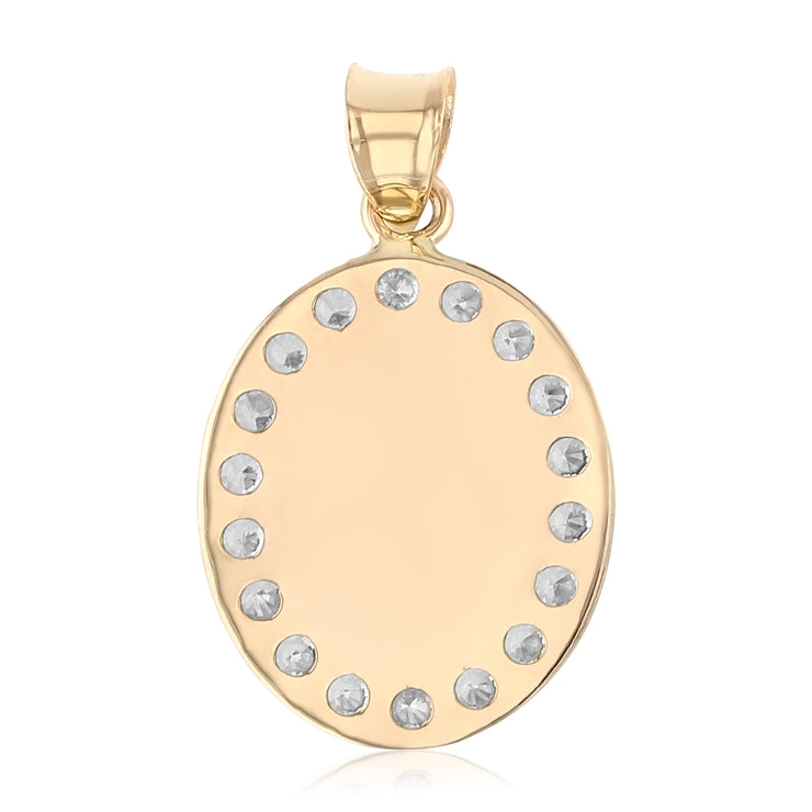 14K Gold CZ San Judas Medal Religious Pendant