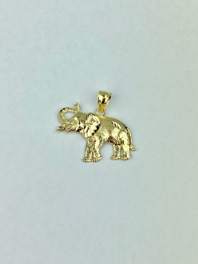 14k gold big elephant charm pendant necklace
