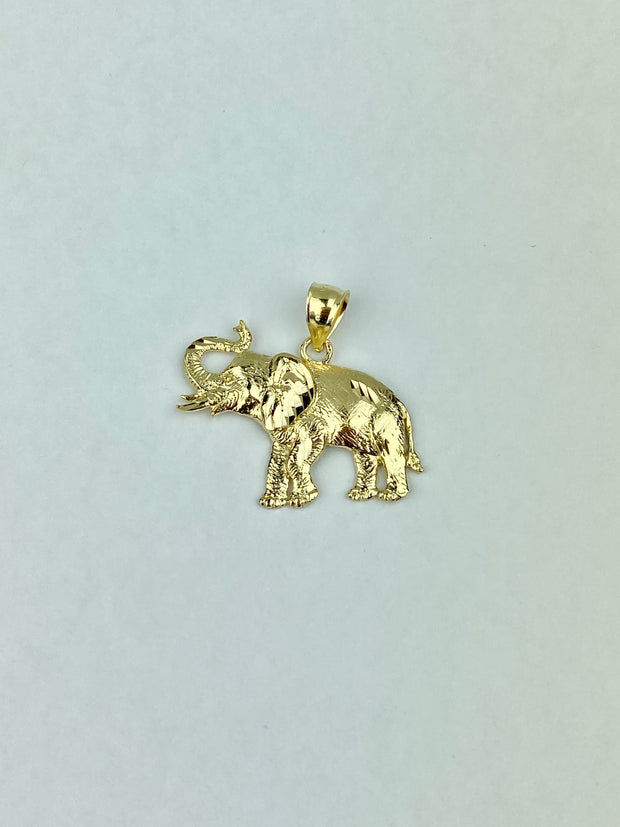 14k gold big elephant charm pendant necklace