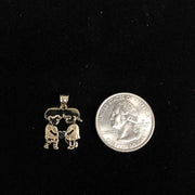 14K Gold Girl and Boy heart Charm Pendant