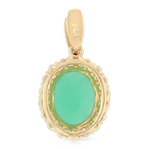 14K Gold Jade Gemstone Charm Pendant