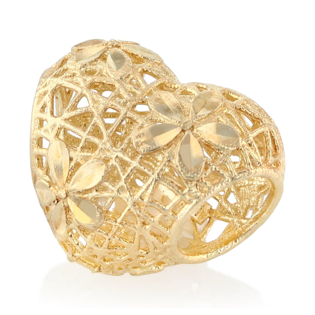 14K Gold Filigree Heart Slider Mix & Match Charm Pendant
