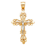 14K Gold Religious Crucifix Charm Pendant with 1.2mm Box Chain Necklace