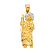 14K Gold Jesus Pendant with 1.5mm Flat Open Wheat Chain