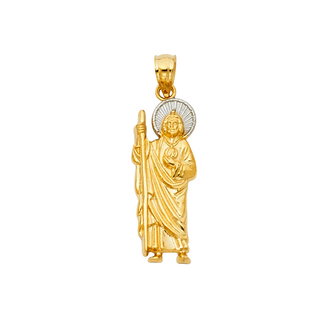 14K Gold Jesus Religious Charm Pendant with 0.8mm Box Chain Necklace