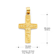 14K Gold Religious Jesus is My Senor Cross Pendant