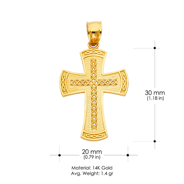 14K Gold Religious Cross Charm Pendant