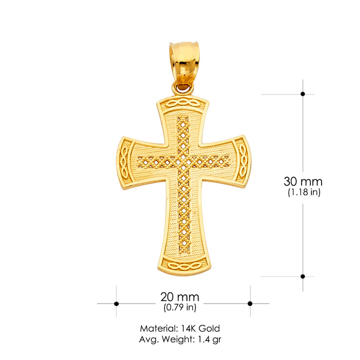 14K Gold Religious Cross Charm Pendant