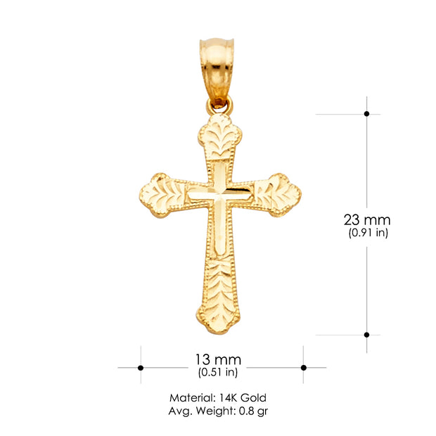 14K Gold Religious Cross Charm Pendant