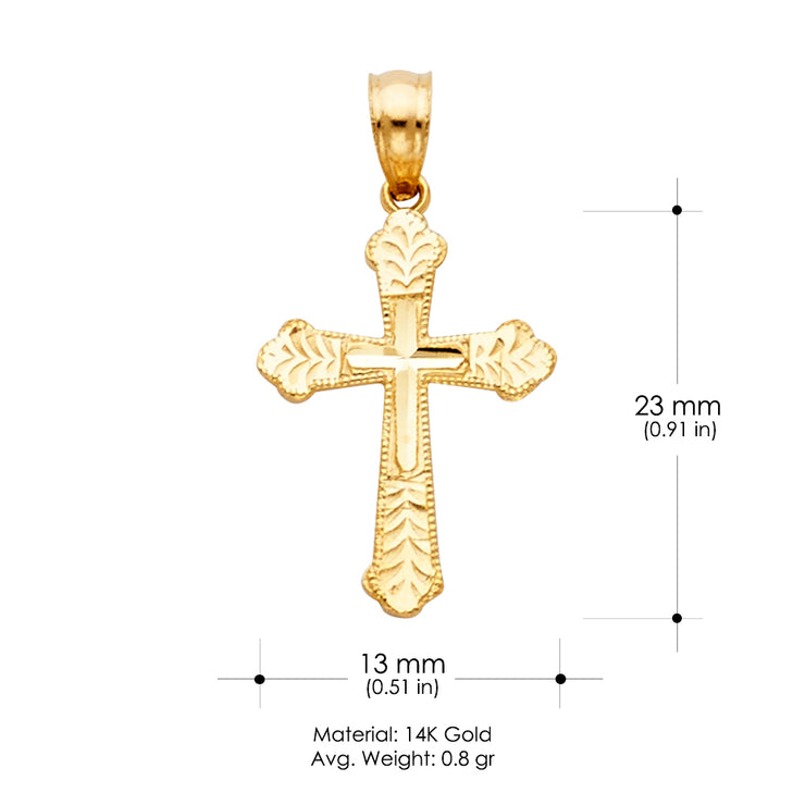 14K Gold Religious Cross Charm Pendant