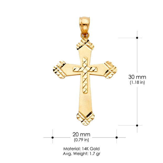 14K Gold Religious Cross Charm Pendant