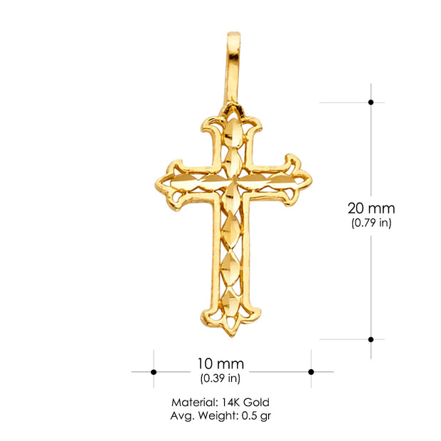 14K Gold Religious Cross Charm Pendant