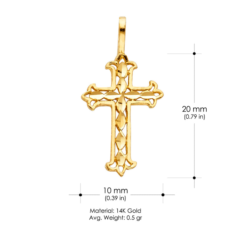 14K Gold Religious Cross Charm Pendant