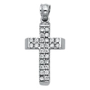 14K Gold CZ Religious Cross Charm Pendant