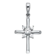 14K Gold CZ Religious Cross Charm Pendant