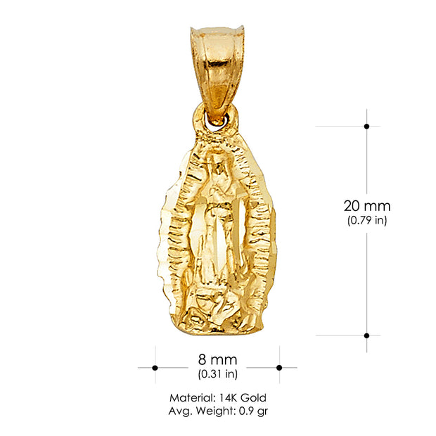 14K Gold Religious Guadalupe Charm Pendant